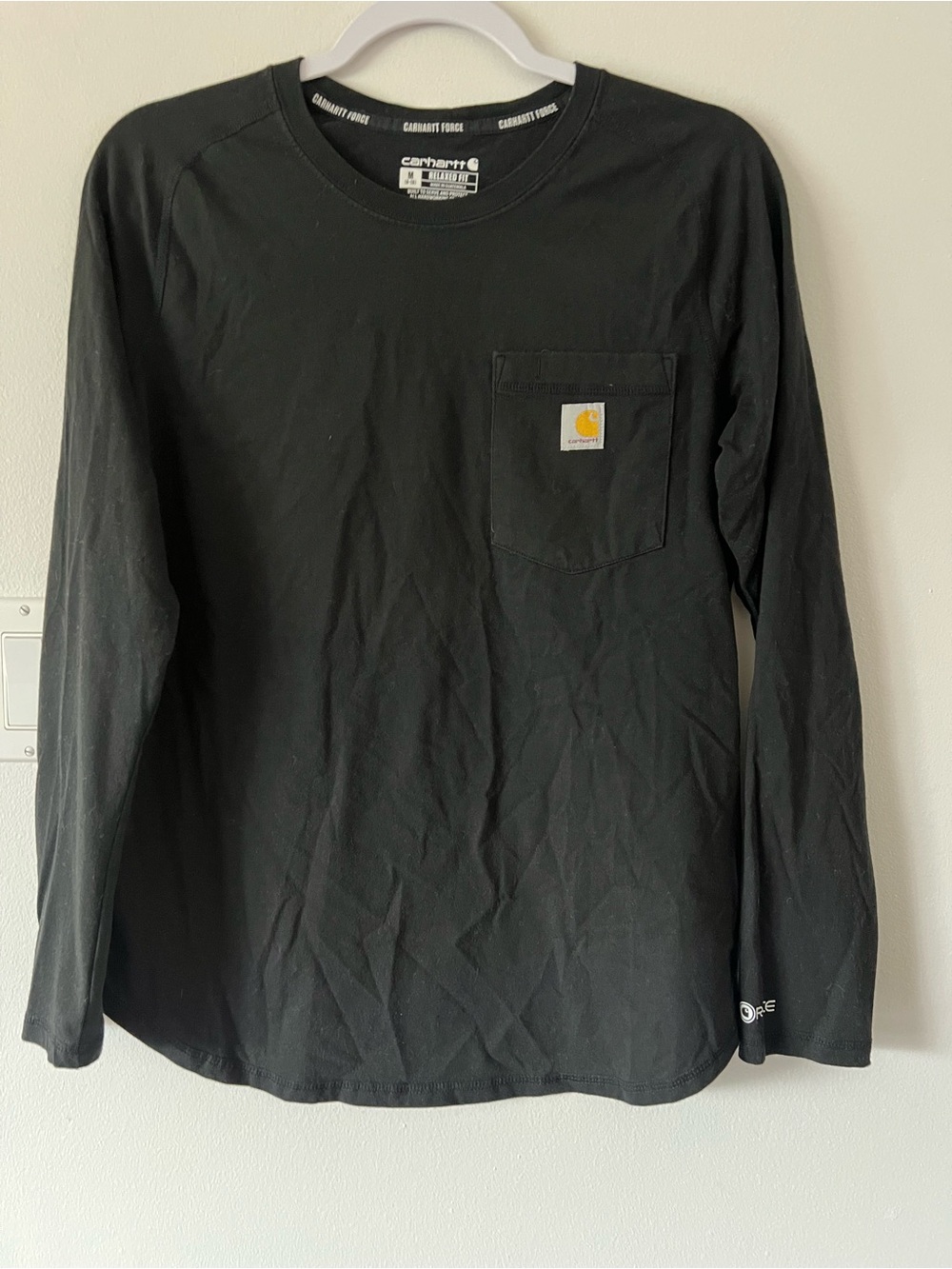Carhartt Force Black Women’s Medium Long-Sleeve Pocket Tee Workwear Work